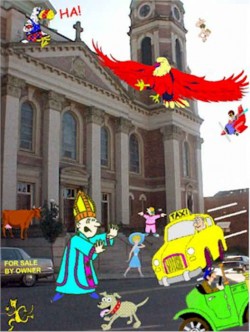 <div align="justify">El Papa abandona la iglesia del Corazón Inmaculado de María en Pittsburgh (PA), con una terrible prisa y levanta el brazo mientras grita "¡Taxi! ¡Taxi!"</div>
