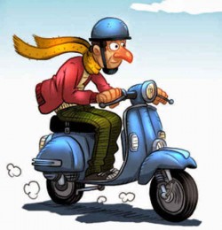 Andaba Don Ricardo dándose una vuelta con su Vespa recién estrenada.