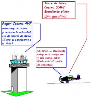 Otra conversación entre la torre y un estudiante piloto.