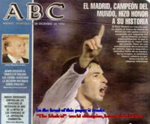 El Real Madrid se proclamó, por segunda vez , después de 38 años de espera, campeón del mundo en Tokio, el día 1 de diciembre de 1998.