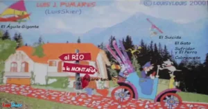 En la imagen vemos a los amigos de LuisSkier en Estados Unidos: El Águila Gigante y El Pájaro Loco, El Gato Sufridor, El Perro Cabroncete y El Suicida.